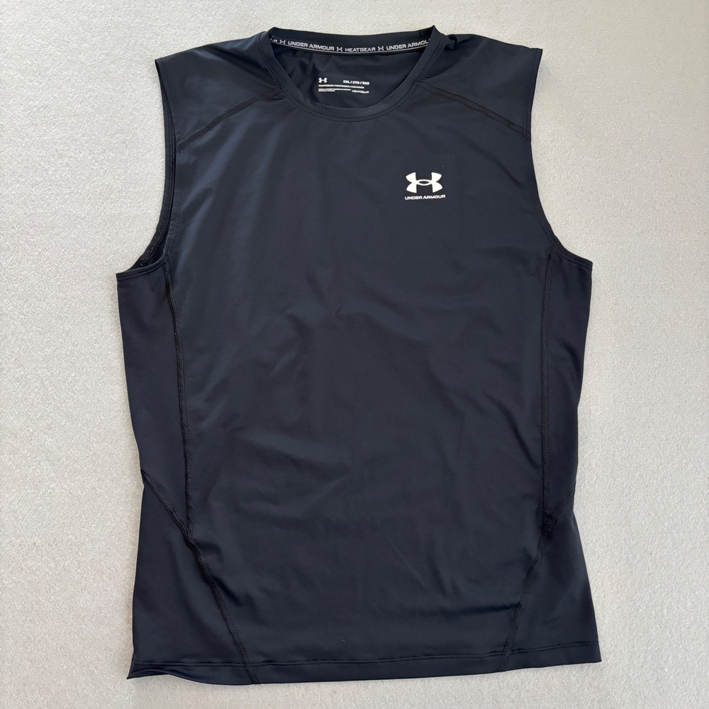 Under Armour HeatGear Compression Tank Top Mens 2XL Black Sleeveless Base Layer